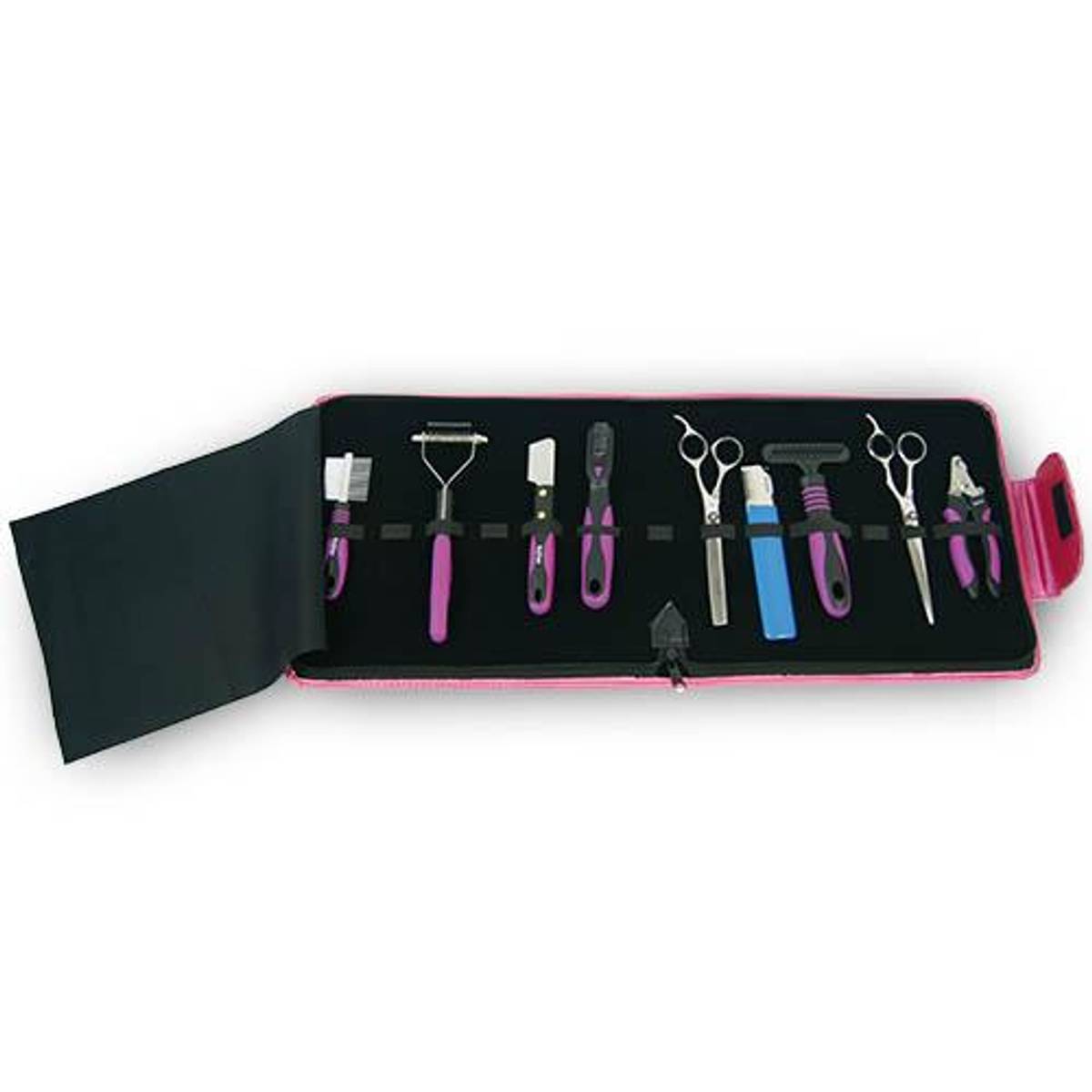 Skinn Etui for 12 sakser blå & rosa, Ibanez